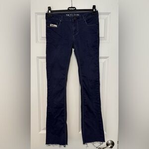 Women’s Skylton Low Rise Raw Hem Slim Bootcut Navy Blue Denim Jeans Size 27x30
